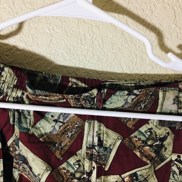 Lila & Lori NY, Long Skirt Horses Equestrian Burgundy wrap and zipper size 14 - Picture 3 of 11
